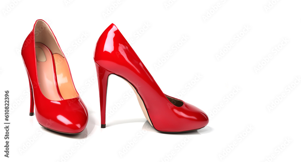 fancy high heel red shoes isolated over white background created with generative AI technology fancy high heel red shoes isolated over white background created with generative AI technology