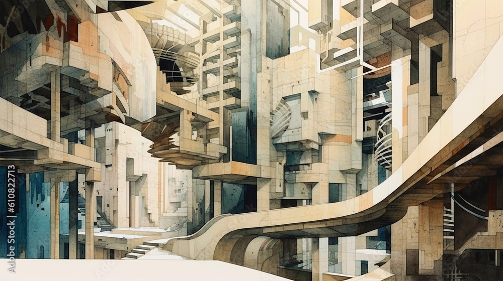 Fototapeta premium Architectural Abstractions, Wallpaper,Background, abstract city, Generative Ai