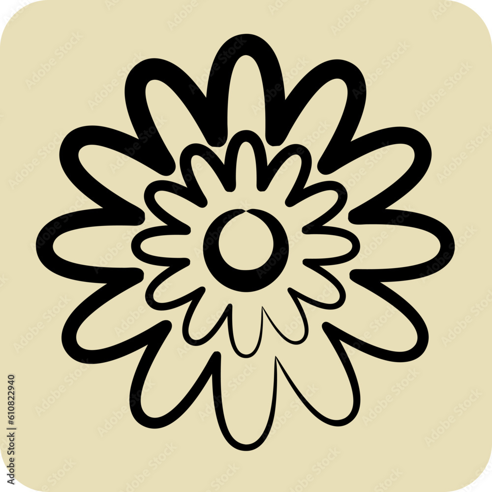 Icon Zinnia. related to Flowers symbol. hand drawn style. simple design editable. simple illustration Icon Zinnia. related to Flowers symbol. hand drawn style. simple design editable. simple illustration