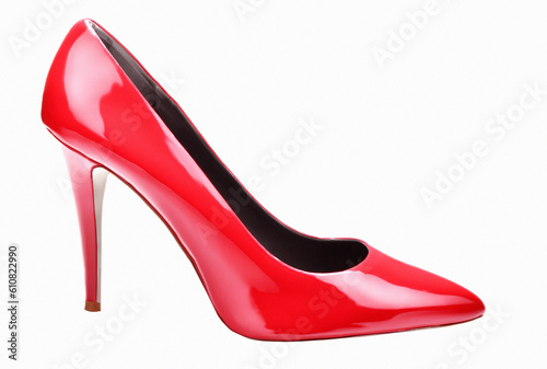fancy high heel red shoes isolated over white background created with generative AI technology