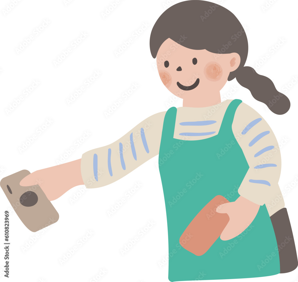 お金を渡す主婦 お金を渡す主婦