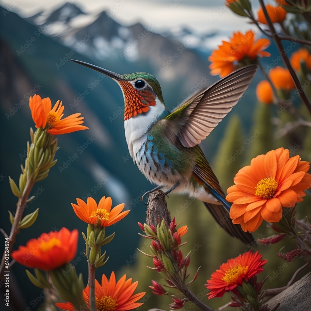 Fototapeta premium hummingbird and flower