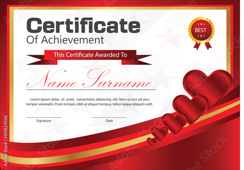 heart with ribbon and certificate design 