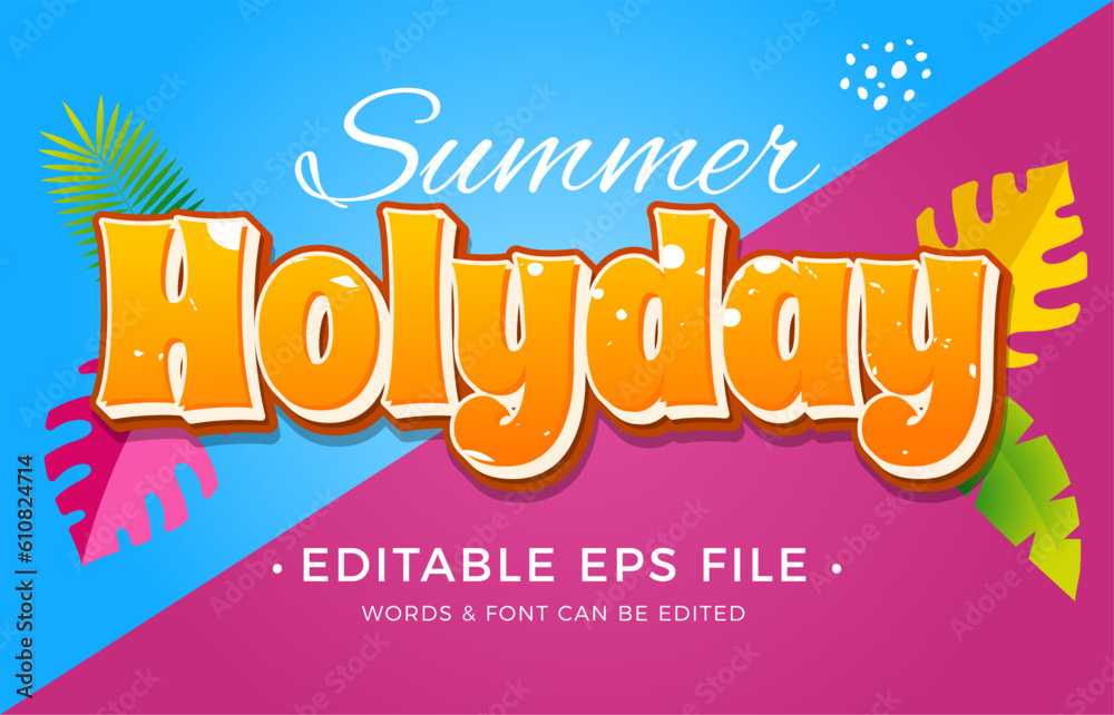 Obraz premium Summer Holidays text effect editable