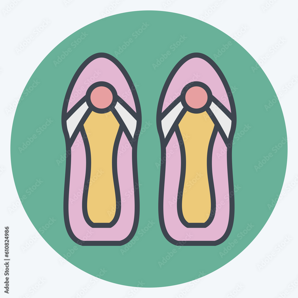 Icon Sandals. related to Hawaii symbol. color mate style. simple design editable. vector Icon Sandals. related to Hawaii symbol. color mate style. simple design editable. vector