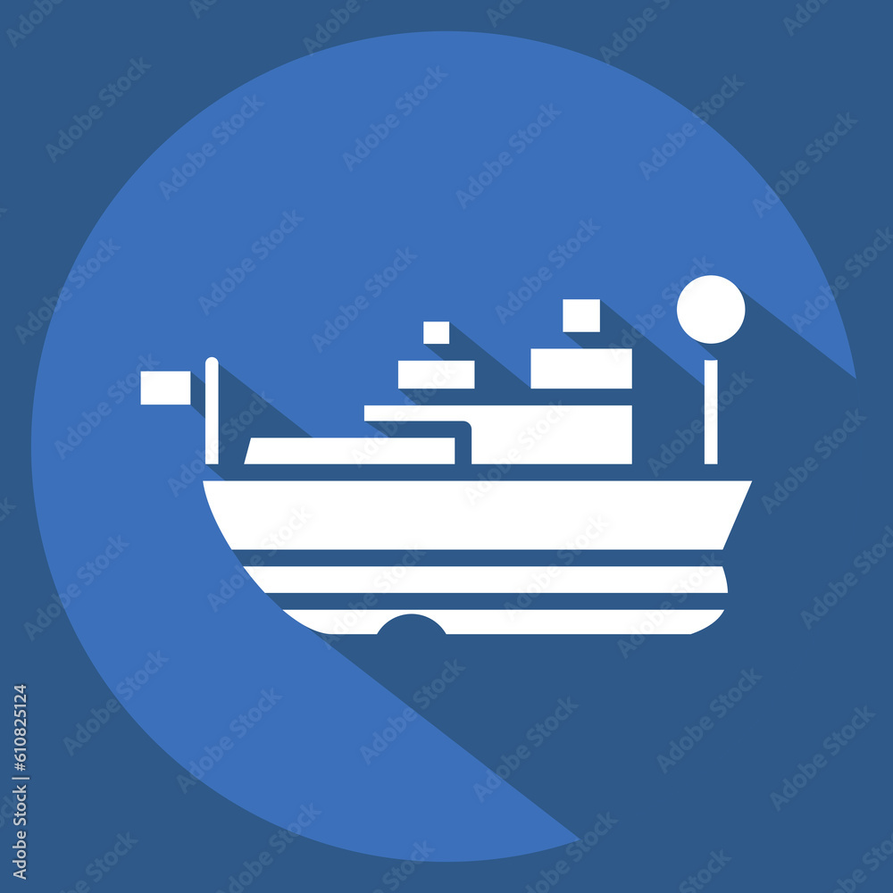 Icon USS Missouri. related to Hawaii symbol. long shadow style. simple design editable. vector
