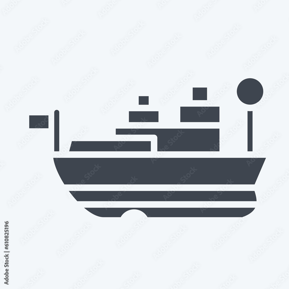 Icon USS Missouri. related to Hawaii symbol. glyph style. simple design editable. vector