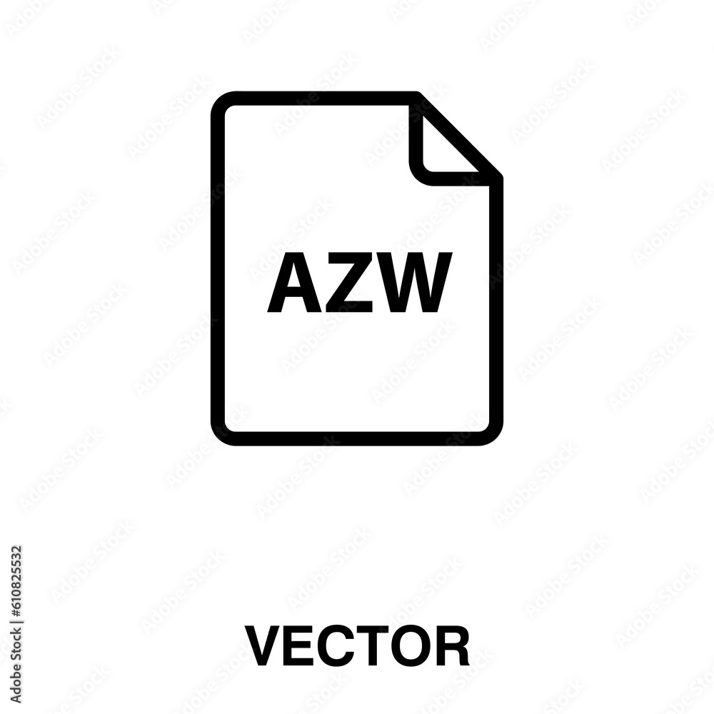 AZW ebook file extension icon file document illustration on white background..eps AZW ebook file extension icon file document illustration on white background..eps