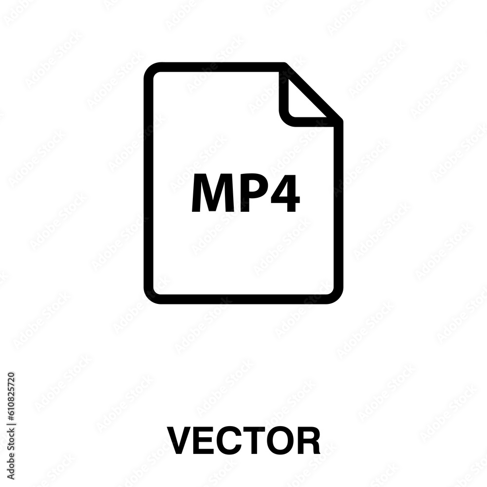 MP4 video file extension, vector file document illustration on white background..eps MP4 video file extension, vector file document illustration on white background..eps