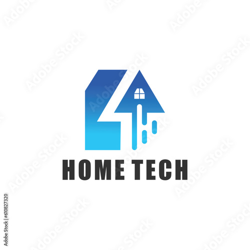 Simple home technology vector logo design, sophisticated and modern real estate