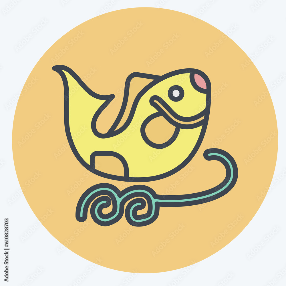 Icon Fishes. related to Chinese New Year symbol. color mate style. simple design editable