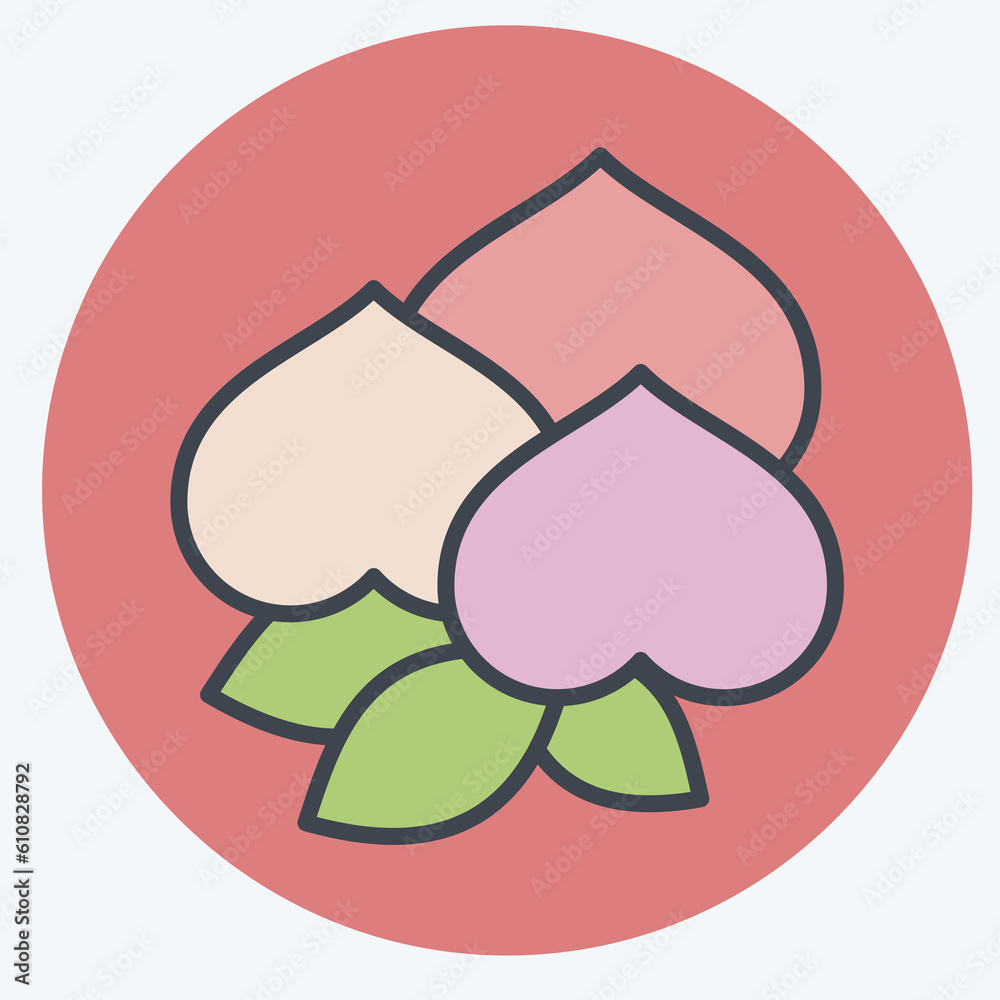 Icon Peach. related to Chinese New Year symbol. color mate style. simple design editable