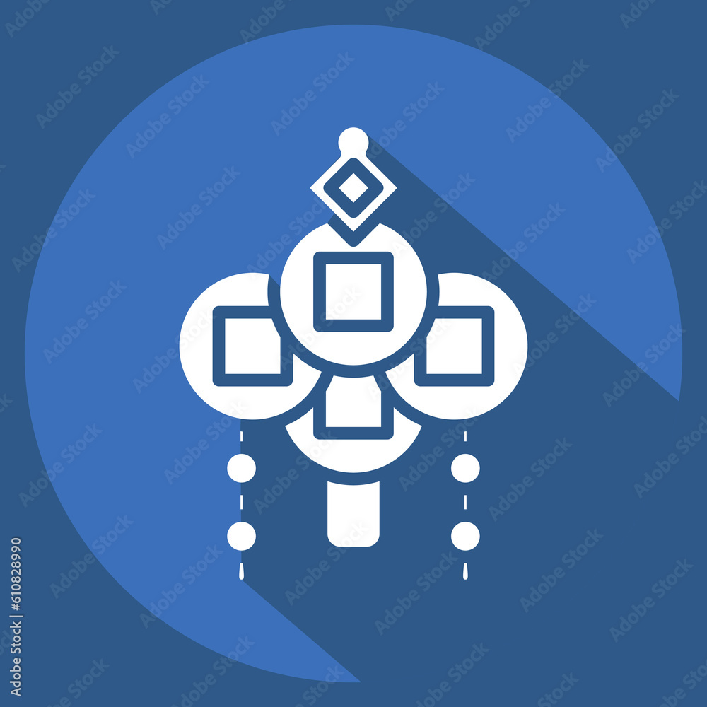 Icon Amulet. related to Chinese New Year symbol. long shadow style. simple design editable Icon Amulet. related to Chinese New Year symbol. long shadow style. simple design editable