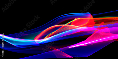 Abstract neon color wave lights background. Post-processed generative AI