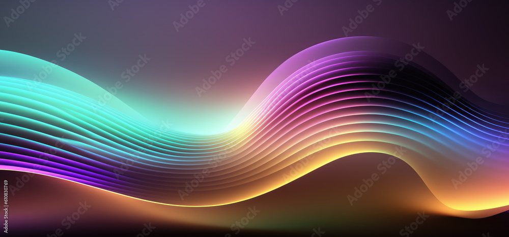 wave multicolor 3D wave background with metallic effect. Post-processed generative AI