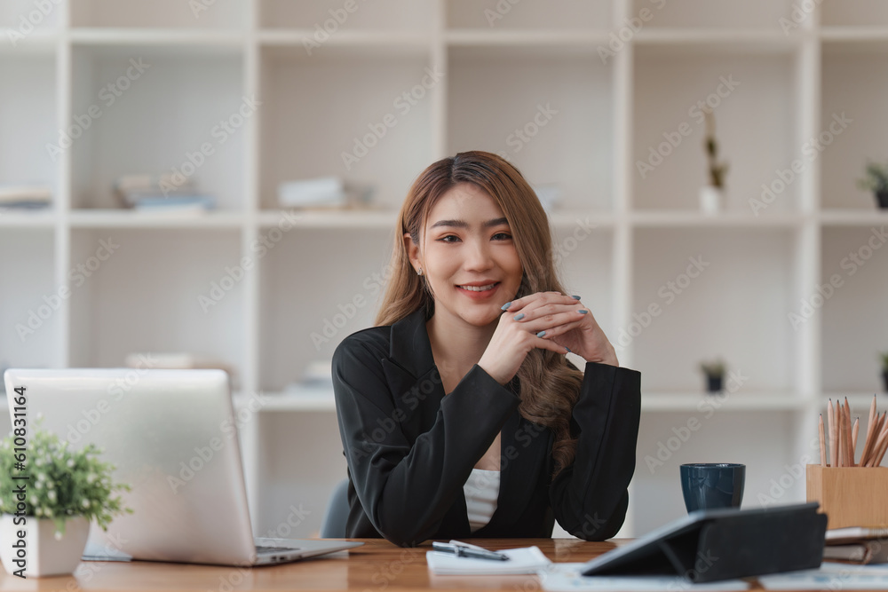 Accountant woman working on laptop and do document, tax, exchange, research, accounting and Financial advisor concept Accountant woman working on laptop and do document, tax, exchange, research, accounting and Financial advisor concept