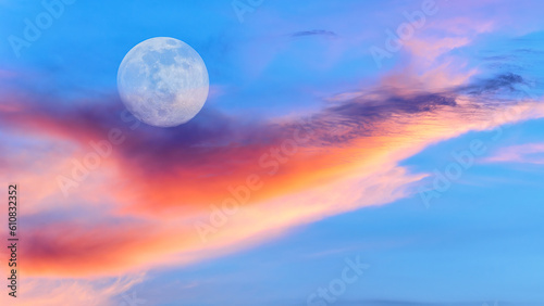 Full Moon Day Clouds Ethereal Surreal Abstract Sky 16.9