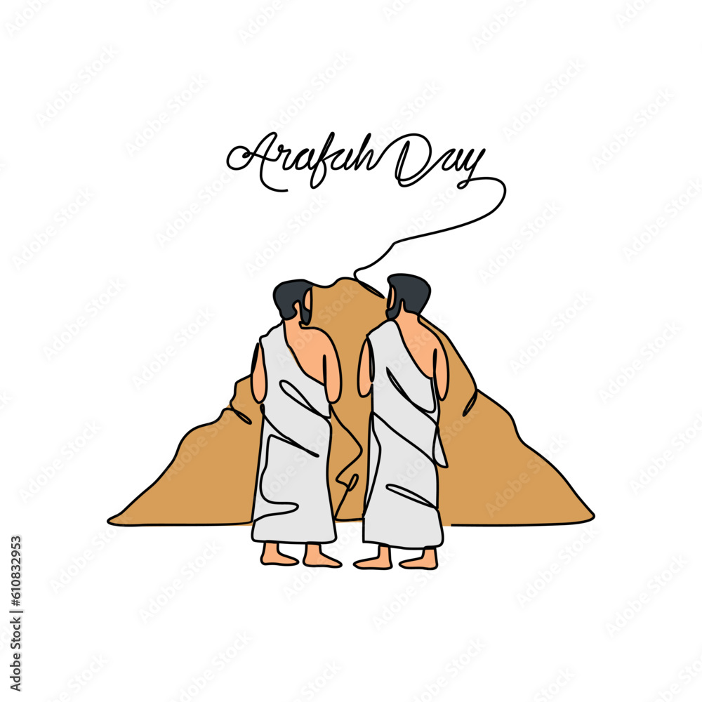 One continuous line drawing of Arafah Day. Islamic holiday that falls ...