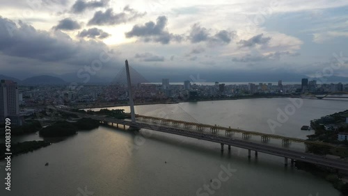 Wallpaper Mural Aerial view of Da Nang at sunset which is a very famous destination. Torontodigital.ca