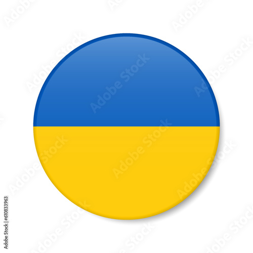 Free Download Ukraine circle button icon. Ukrainian round badge flag. 3D realistic isolated vector illustration - GFXLoad