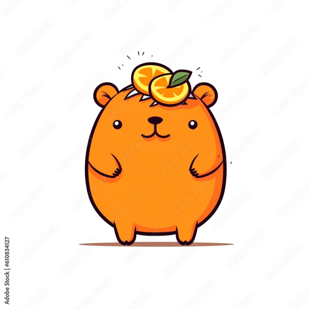 Cute Capybara with oranges : SVG Vector Illustration by AI Technology Cute Capybara with oranges : SVG Vector Illustration by AI Technology