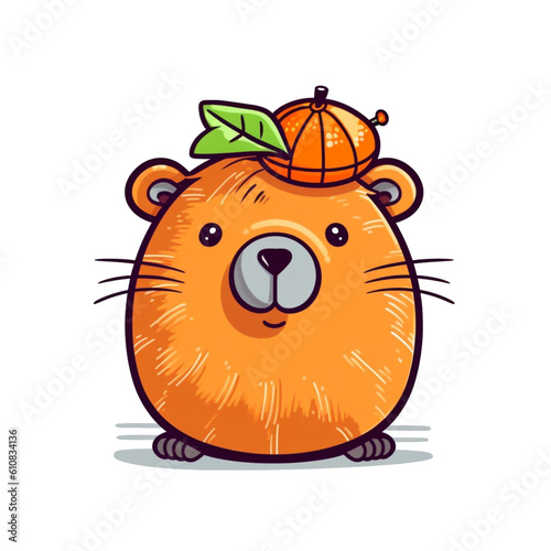 Cute Capybara with oranges   SVG Vector Illustration by AI Technology 