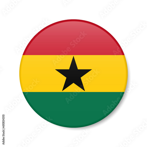 Free Download Ghana circle button icon. Ghanaian round badge flag. 3D realistic isolated vector illustration - GFXLoad