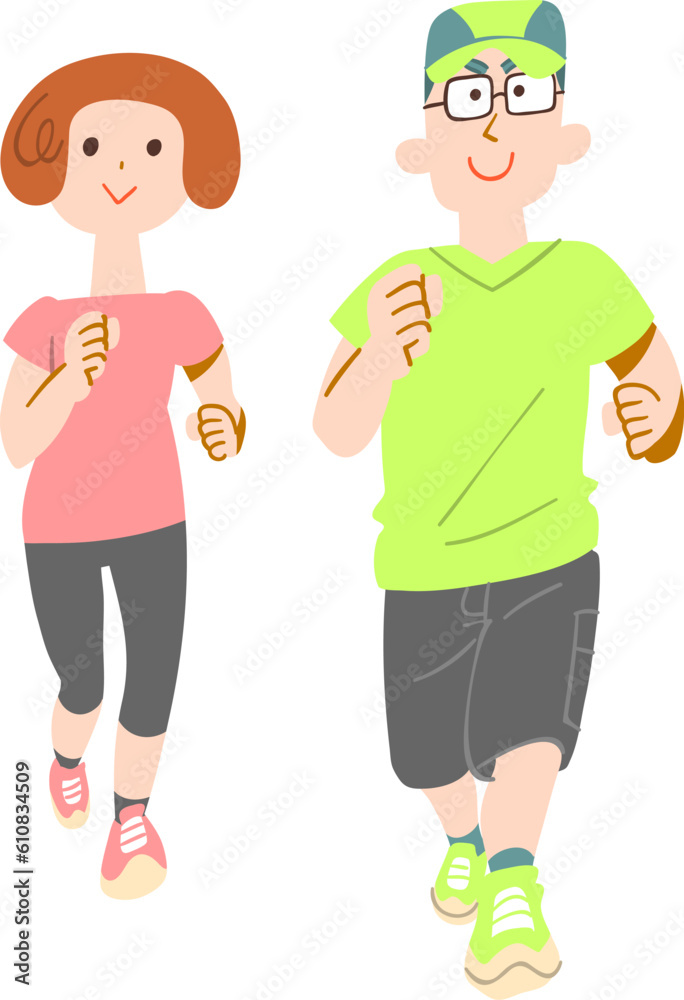 ジョギングする若い夫婦
