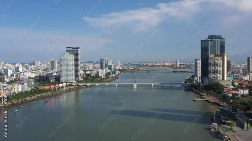 Aerial view of Da Nang at sunset which is a very famous destination. Aerial view of Da Nang at sunset which is a very famous destination.