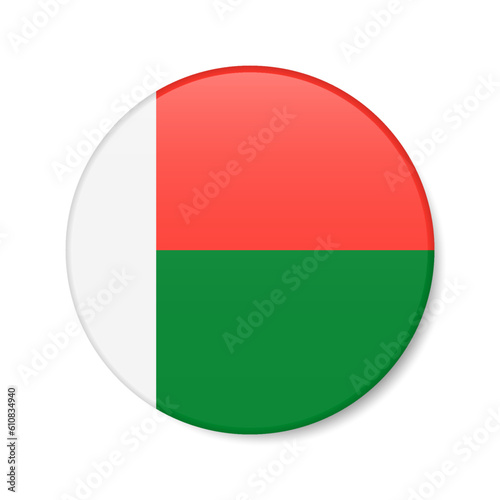 Madagascar circle button icon. Republic of Madagascar round badge flag. 3D realistic isolated vector illustration Free Download Madagascar circle button icon. Republic of Madagascar round badge flag. 3D realistic isolated vector illustration - GFXLoad