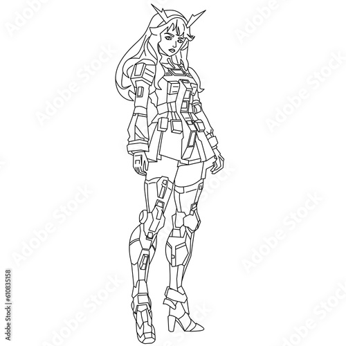 Illustration Sketch women robotic