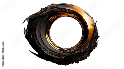 solar eclipse in black and bronze abstract colorful shape, 3d render style, isolated on a transparent background photo