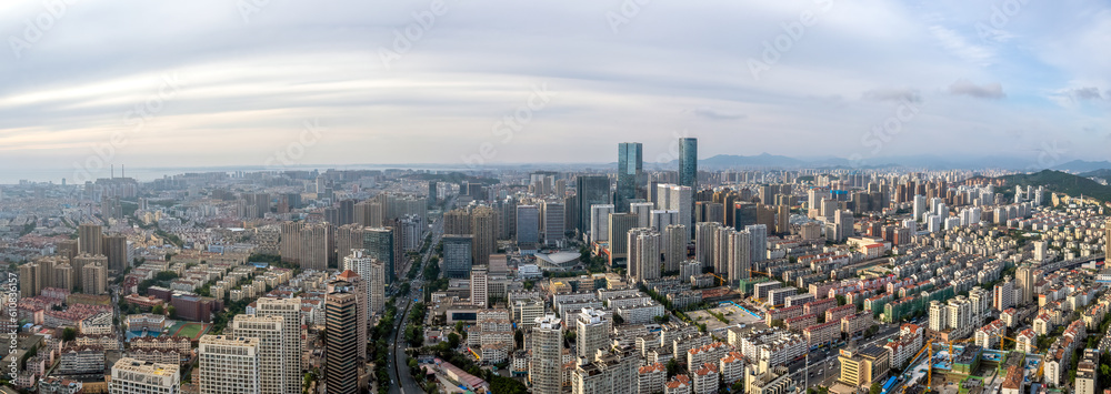 Aerial photo of urban landscape in Qingdao coastal bay area Aerial photo of urban landscape in Qingdao coastal bay area
