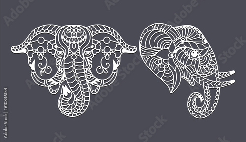 Hand drawn paper cut elephant head sticker