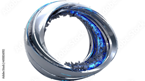 wormhole portal in indigo and silver abstract colorful shape, 3d render style, isolated on a transparent background photo