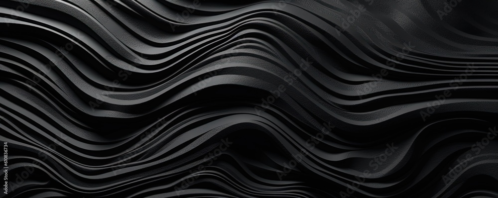 Black Soothing Silk Wave: Abstract Background , AI Generative	