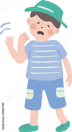 暑い・手であおぐ子供