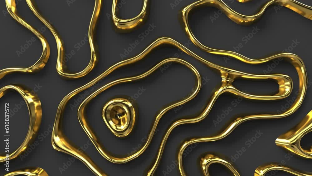 Golden abstract pattern on a dark background. Golden waves design template. Seamless loop animation
