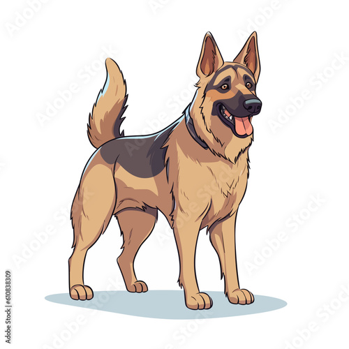 Comic-style German Shepherd: Dynamic Vector Illustration