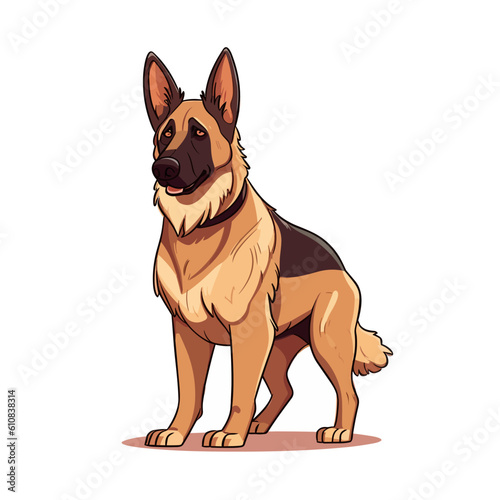 Comic-style German Shepherd: Dynamic Vector Illustration