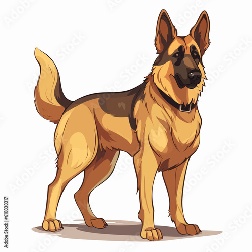 Comic-style German Shepherd: Dynamic Vector Illustration
