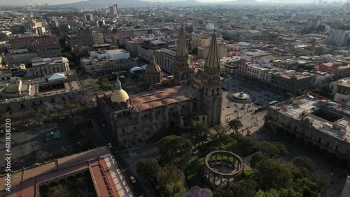 Guadalajara Aerial of Catedral de Guadalajara Mexico and Parque de los Jalisciences photo