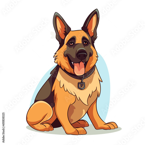 Comic-style German Shepherd: Dynamic Vector Illustration