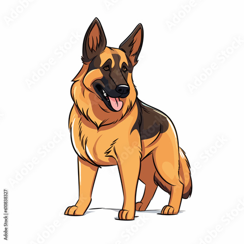 Comic-style German Shepherd: Dynamic Vector Illustration