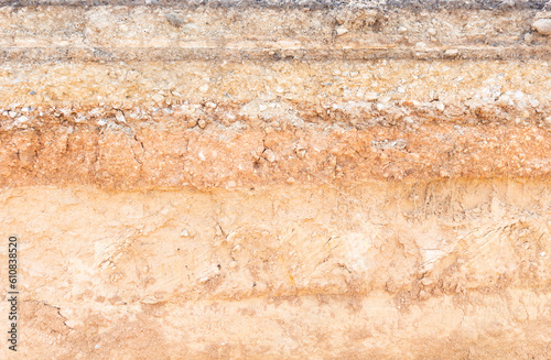Section of soil under the asphalt road