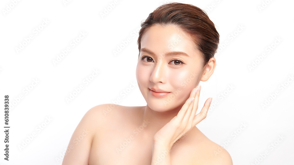 Beautiful young asian woman with clean fresh skin on white background, Face care, Facial treatment, Cosmetology, beauty and spa, Asian women portrait. Beautiful young asian woman with clean fresh skin on white background, Face care, Facial treatment, Cosmetology, beauty and spa, Asian women portrait.
