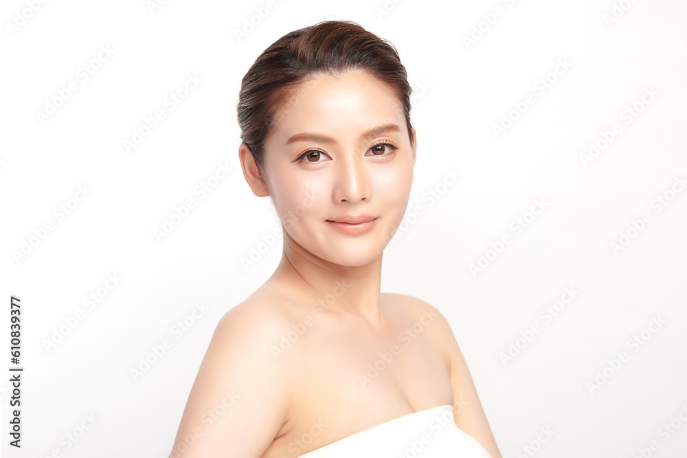 Beautiful young asian woman with clean fresh skin on white background, Face care, Facial treatment, Cosmetology, beauty and spa, Asian women portrait. Beautiful young asian woman with clean fresh skin on white background, Face care, Facial treatment, Cosmetology, beauty and spa, Asian women portrait.