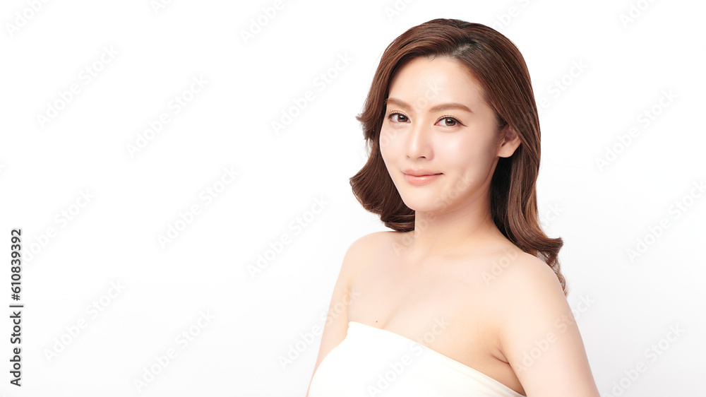 Beautiful young asian woman with clean fresh skin on white background, Face care, Facial treatment, Cosmetology, beauty and spa, Asian women portrait. Beautiful young asian woman with clean fresh skin on white background, Face care, Facial treatment, Cosmetology, beauty and spa, Asian women portrait.