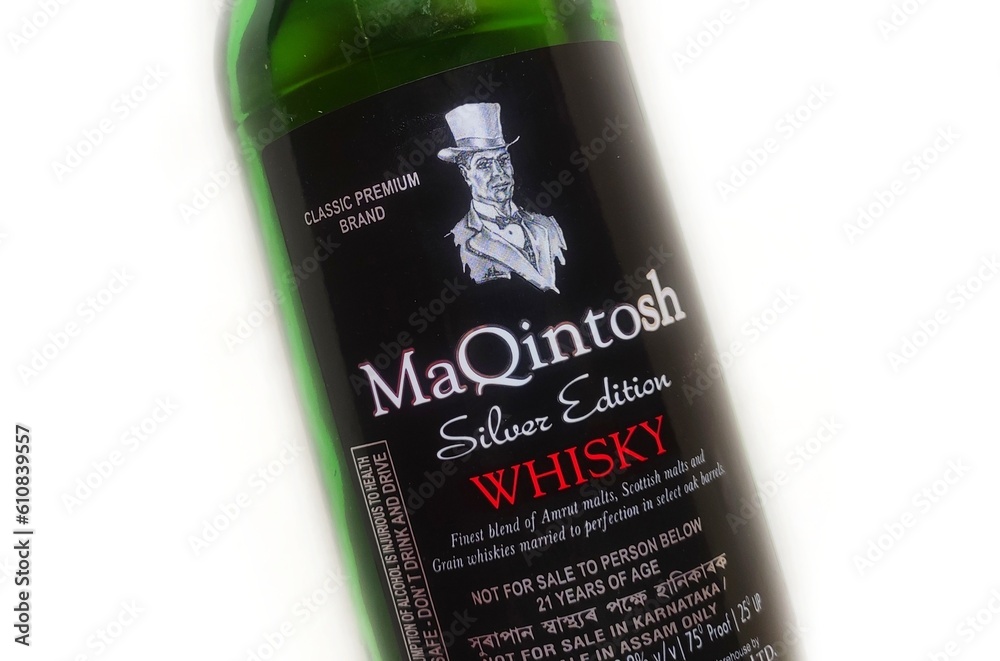 Guwahati, Assam, India June 3, 2023 Amrut's MaQintosh Silver