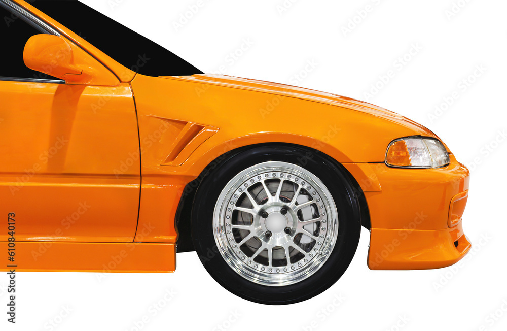 Side view sport orange car Side view sport orange car